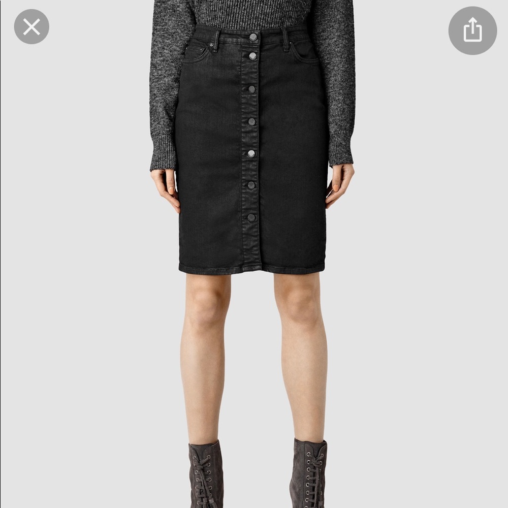 ALLSAINTS Waxed skirt with front buttons